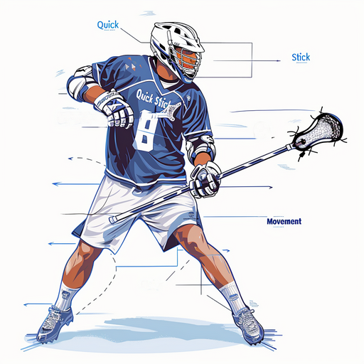 Illustration of a Lacrosse player performing the "Quick Stick Movement" stick handling drill.
