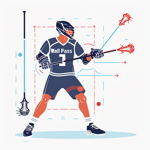 Illustration of a Lacrosse player performing the "Wall Pass" stick handling drill.