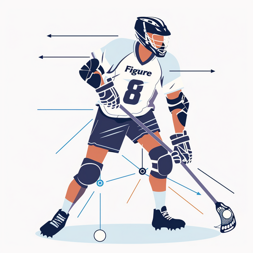 Illustration of a Lacrosse player performing the "Figure 8" stick handling drill.