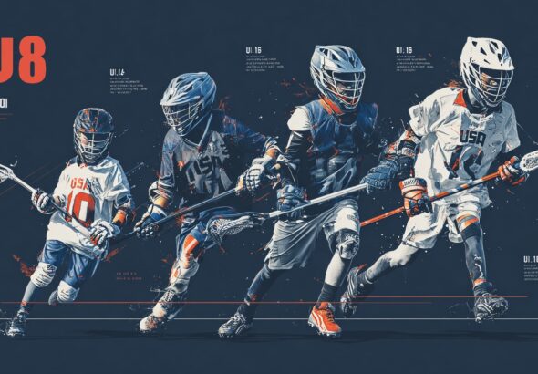 USA youth lacrosse development pathway showing U8, U10, U12, and U14 age groups
