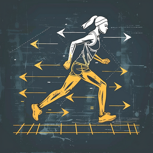 Playing women’s Lacrosse training drill diagram, female athlete icon practicing ladder drills.