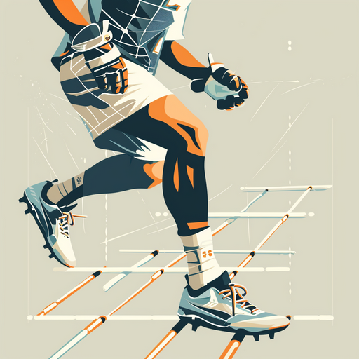 Close-up of a young lacrosse athlete’s feet practicing basic footwork on a ladder drill in a Youth Lacrosse Practice Plan.