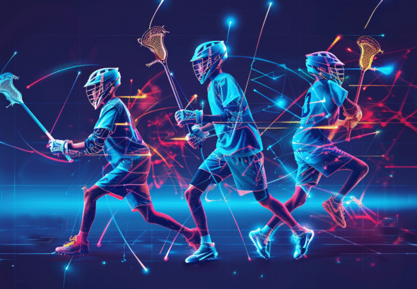 3 young Lacrosse players practicing during a Youth Lacrosse Practice Plan session