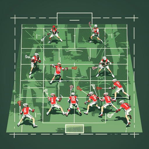 Illustration of the Lacrosse Sixes format with 6 players per side on a compact field, showcasing the innovative Lacrosse 2028 comeback.