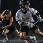 Male and female players demonstrating essential Lacrosse skills including stick handling, cradling, dodging, and field awareness.