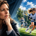 Parent considering “is lacrosse a good sport for kids” while imagining her child playing on the field.