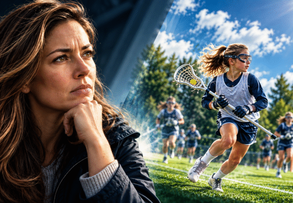 Parent considering “is lacrosse a good sport for kids” while imagining her child playing on the field.
