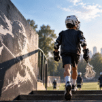 How to get your child started in Lacrosse – young beginner walking onto the field with a Lacrosse stick