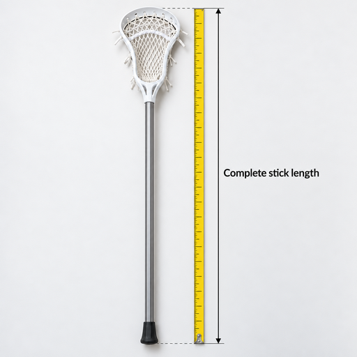 Youth lacrosse stick size measured from the bottom of the butt cap to the top of the head’s scoop.